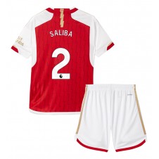 Arsenal William Saliba #2 Hjemmedraktsett Barn 2023-24 Kortermet (+ korte bukser)